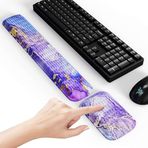 MEKASS Klavye ve Fare için Ergonomik Bilek Desteği, Kaymaz Silikon Tabanlı Yumuşak Hafızalı Köpük Klavye Bilek Dinlenme Seti, Kolay Yazma, Ağrı Kesici, Ofis, İş, Oyun Konforu (Mor Mermer)