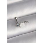 Meks 316L Çelik Gümüş Renk Zirkon Taş Detay Beyaz Çiçek Model Tragus Piercing