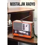 MEKs Ahşap Görünümlü Retro Bluetooth Radyo Usbaux Ve Sd Kart Girişli - Hep-4467-1824