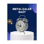 MEKs Alarmlı Dekoratif Yuvarlak Masa Saati Gümüş Renk Sessiz Ve Işıklı - Hep-1716-1558