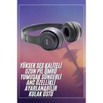 MEKs Bluetooth Kablosuz Kulaklık Siyah Wireless 5.0 Kulak Üstü Uzun Pil Ömrü - Hep-4885-7479
