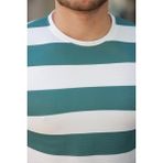 Meks Erkek Çift Renk Pamuklu Örme Kumaş Kısa Kollu T-Shirt - Yeşil - Beyaz