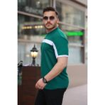 Meks Erkek Şerit Detaylı Kısa Kollu T-Shirt - Yeşil