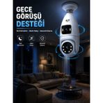Meks Gece Görüşlü Çift Lens Wi-Fi Ampul Kamera Mobil Takip Destekli - HEP-3524-6101