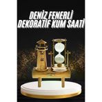 MEKs Hediyelik Eşya Retro Deniz Fenerli Kum Saati Ahşap Görünümlü Dekoratif Eşya - Hep-1503-5665