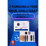 MEKs HEP-1042-5656 Akıllı Saat 7 Kordonlu Kulaklık Hediyeli Nabız Ölçer Uyku Takibi Sesli Görü? - Hep-1042-565