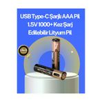 Meks Hızlı Şarj Teknolojili USB Şarjlı Aaa Pil – 40 Dakikada Tam Şarj - HEP-2124-4083