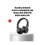 MEKs Kablosuz Kulak Üstü Bluetooth Kulaklık Güçlü Bas Ve Katlanabilir Tasarım - Hep-7504-9048