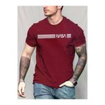 MEKs MEKs-6657189bbc84f Erkek Kısa Kollu Nasa Baskı Basic Erkek T-Shirt