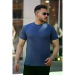 MEKs MEKs-6826ff1db6159 Erkek Ağaç Kabuğu Desenli Kısa Kollu T-Shirt