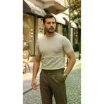 MEKs MEKs-69cd3111794bf Erkek Basic Bisiklet Yaka Kısa Kollu Triko Tişört - %100 Pamuk Akrilik