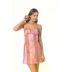 MEKs MEKs-AC8062 Pembe Kısa Saten Gecelik