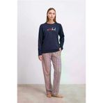 MEKs MEKs-ACMAN11585 %100 Pamuklu Uzun Kol Sweatshirt Ve Ekose Pantolon Pijama Takımı
