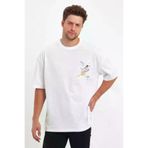 MEKs MEKs-TYTR-1395 Erkek Melek Baskılı Oversize T-Shirt - Beyaz