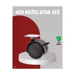MEKs Mobilya İçin Kilitli 4 Cm Tekerlek Ayak Seti - Hep-1243-4148