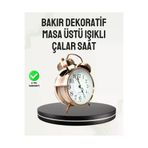 MEKs Nostaljik Büyük Boy Metal Masa Saati Bronz Kaplama Ve Yüksek Sesli Alarm - Hep-9193-1743