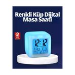 MEKs Renk Değiştiren Led Alarmlı Dijital Küp Masa Saati - Hep-2140-6290