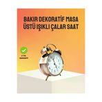 MEKs Retro Tarz Bronz Dekoratif Masa Saati Metal Gövde Yüksek Sesli Alarm - Hep-8260-2723