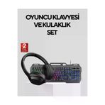 MEKs Set Işıklı Klavye Mouse + Bluetooth 5.2 Kulaklık Paketi - Hep-8296-1472