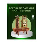 MEKs Vintage Kum Saati + Deniz Feneri Modeli – Ahşap Gövdeli Masa Üstü Dekor - Hep-5057-9116
