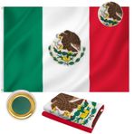Meksika Bayrağı 3x5 FT Dış Meksika Bayrağı, Ağır Hizmet Tipi 210D Oxford Kumaş Meksika Bayrağı | İşlemeli Kartal ve Yılan ve Kaktüs, Bandera De México Mexicana | MX Ulusal Ülke Bayrağı Duvar İç Mekan