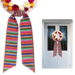 Meksika Fiesta Çelenk Kanat Ön Kapı için - 1 Adet Serape Saten Kanat Renkli Çizgili Şerit - Kapalı Açık Kapı Duvar Ekranı için Cinco de Mayo Çelenk Dekorasyonu