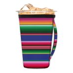 Meksika Serape Yeniden Kullanılabilir Buzlu Kahve Fincanı Kolu Saplı Renkli Çizgili Neopren Buz Yalıtıcı Kahve Fincanı Kol İçecek Holde Orta 24-28oz Kahve Fincanları İçecekler Su Şişesi için