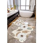 MEKTA HOME 3 Boyutlu Papatya Desenli 2'li Banyo Paspas Takımı Mktbp-014 60x100/50x60