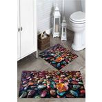 MEKTA HOME 3 Boyutlu Renkli Taşlı 2'li Banyo Paspas Takımı Mktpp-2017 60x100/50x60