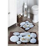 MEKTA HOME 3 Boyutlu Taşlı 2'li Banyo Paspas Takımı