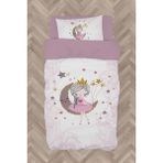 Mekta Home Bebek ve Çocuk Odası Ay Üzerinde Oturan Kız Desenli Motifli Nevresim Takımı - Renkli - 160 x 230 cm