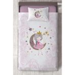 Mekta Home Bebek ve Çocuk Odası Ay Üzerinde Oturan Kız Desenli Motifli Yatak Örtüsü - Renkli - 140 x 220 cm