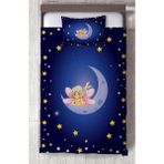Mekta Home Bebek ve Çocuk Odası Ay Üzerinde Uçan Peri Kız Desenli Yatak Örtüsü - Renkli - 140 x 220 cm