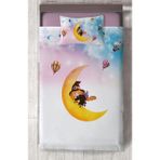 Mekta Home Bebek ve Çocuk Odası Ay ve Cadı Desenli Yatak Örtüsü - Renkli - 140 x 220 cm