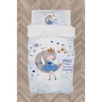 Mekta Home Bebek ve Çocuk Odası Ayda Oturan Kız Desenli Mavi Motifli Nevresim Takımı - Renkli - 160 x 230 cm