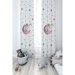 Mekta Home Bebek ve Çocuk Odası Ayda Oturan Prenses Kız Desenli 2 Kanat Fon Perde - 140 x 250 cm - Renkli