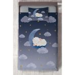 Mekta Home Bebek ve Çocuk Odası Ayda Uyuyan Kuzu Desenli Yatak Örtüsü - Renkli - 140 x 220 cm
