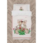 Mekta Home Bebek ve Çocuk Odası Ayıcık ve Çiçek Desenli Nevresim Takımı - Renkli - 160 x 230 cm