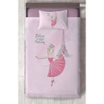 Mekta Home Bebek ve Çocuk Odası Balerin Kız ve Eyfel Kulesi Desenli Yatak Örtüsü - Renkli - 140 x 220 cm