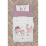 Mekta Home Bebek ve Çocuk Odası Balerin ve Unicorn Kız Desenli Pembe Nevresim Takımı - Renkli - 160 x 230 cm