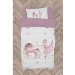 Mekta Home Bebek Ve Çocuk Odası Balerin Ve Unicorn Kız Desenli Pembe Nevresim Takımı