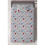 Mekta Home Bebek ve Çocuk Odası Beyaz Bulut ve Yıldızlı Çerçeveli Yatak Örtüsü - Renkli - 140 x 220 cm