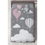 Mekta Home Bebek ve Çocuk Odası Büyük Bulut ve Uçan Balon Desenli Yatak Örtüsü - Renkli - 140 x 220 cm