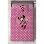 Mekta Home Bebek ve Çocuk Odası Büyük Kalpli Minnie Mause Desenli Yatak Örtüsü - Renkli - 140 x 220 cm