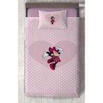 Mekta Home Bebek ve Çocuk Odası Büyük Kalpli Minnie Mause ve Puantiyeli Yatak Örtüsü - Renkli - 140 x 220 cm