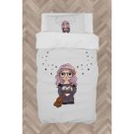 Mekta Home Bebek ve Çocuk Odası Çantalı Kız Desenli Nevresim Takımı - Renkli - 160 x 230 cm
