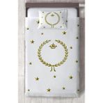 Mekta Home Bebek ve Çocuk Odası Çelenk Içinde Taç Desenli Yatak Örtüsü - Renkli - 140 x 220 cm