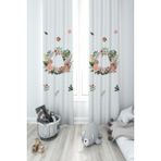 Mekta Home Bebek ve Çocuk Odası Çiçekli Çelenk Desenli 2 Kanat Fon Perde - 140 x 260 cm - Renkli