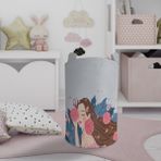 Mekta Home Bebek ve Çocuk Odası Çiçekli Prenses Kız Desenli Oyuncak Sepeti - Renkli