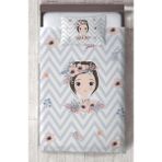 Mekta Home Bebek ve Çocuk Odası Çiçekli Prenses Kız Desenli Zikzaklı Yatak Örtüsü - Renkli - 140 x 220 cm